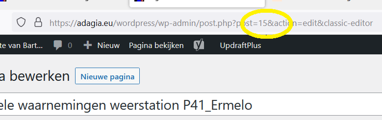 printscreen showing address url page number wordpress