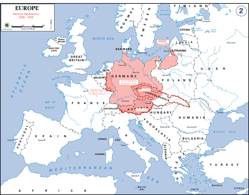 kaart 2e wereldoorlog europa in 1939