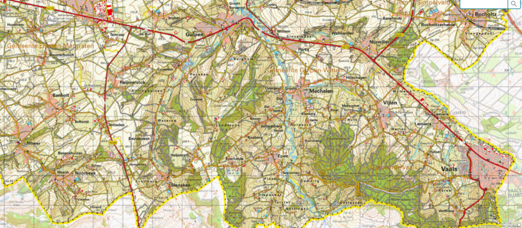 afbeelding kaart heuvellandschap Gulpen Epen Vaals