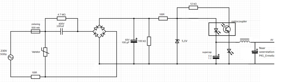 circuit schakeling 4V transformatorloze voeding